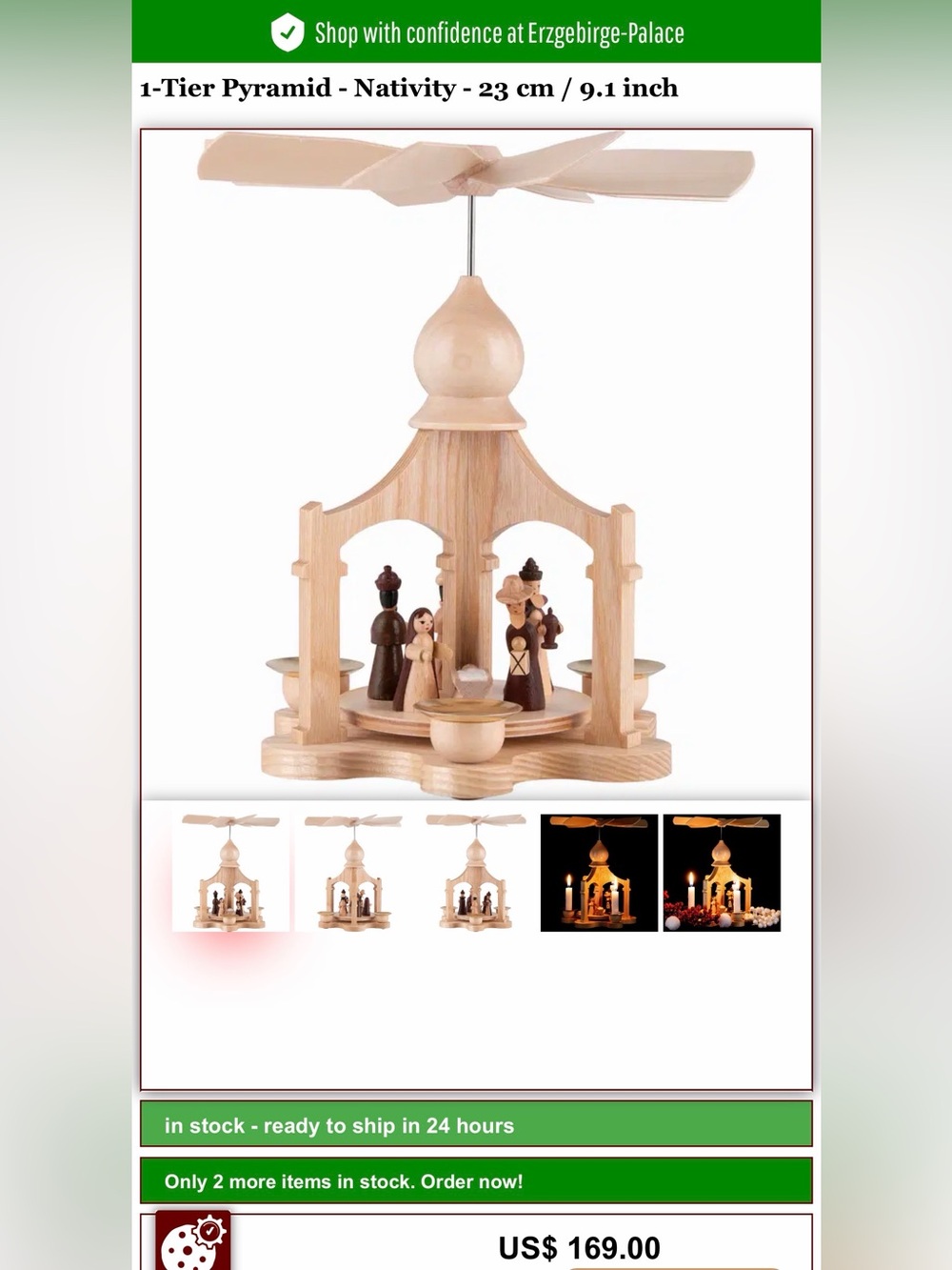 NIB Authentic German Wooden Christmas Nativity Pyramid Franz Karl Erzgebirge